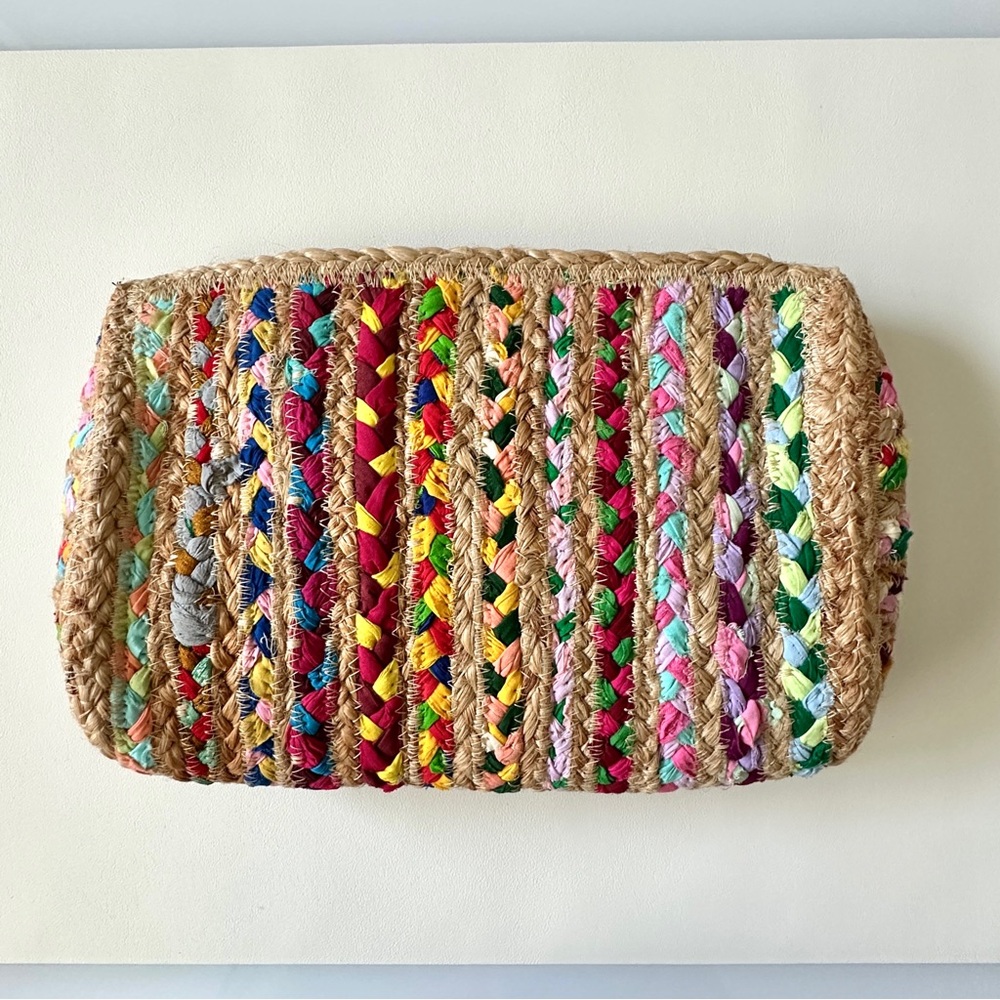 Colorful Woven Jute Clutch Multicolor Vacation Resort